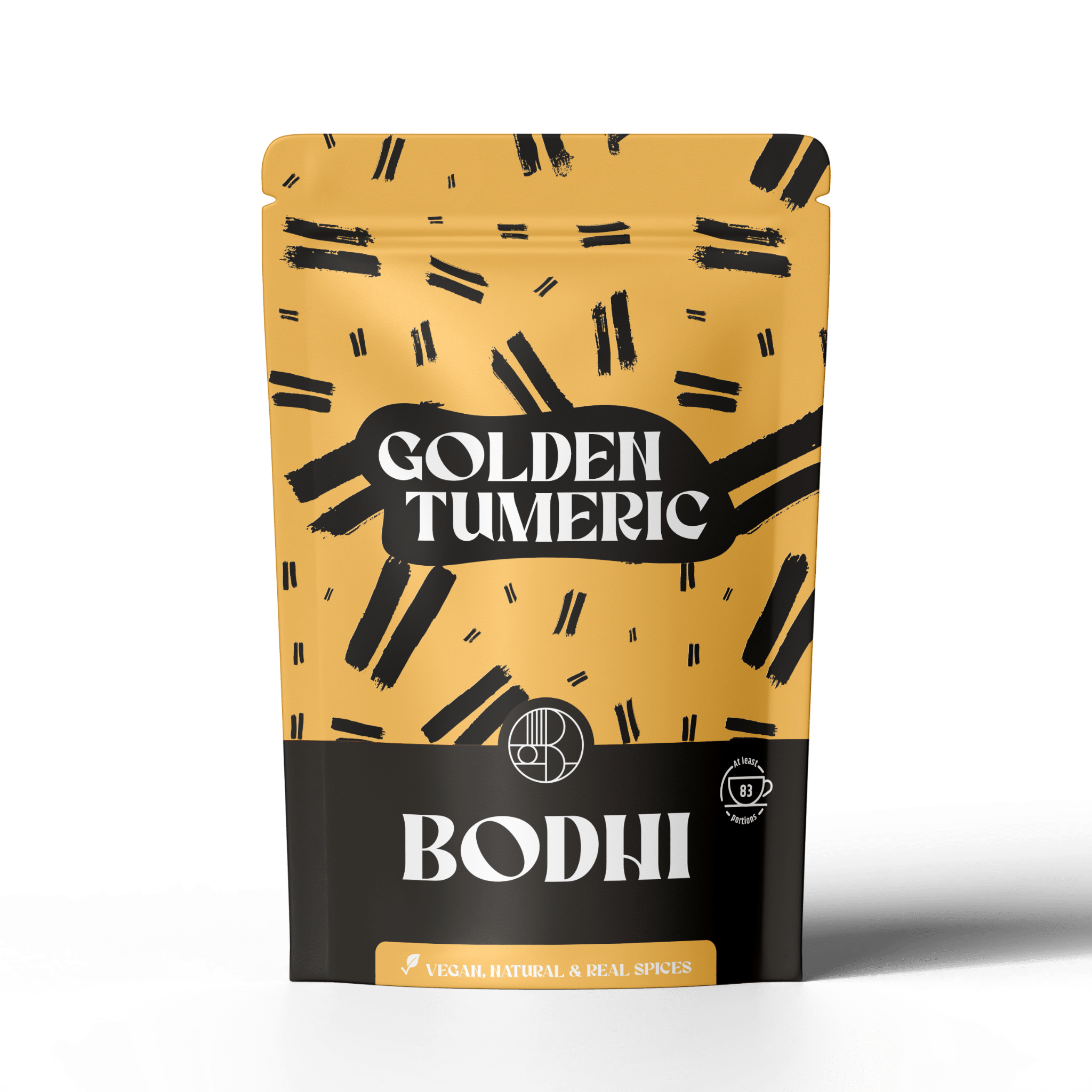 Golden Chai Latte - Bodhi Drinks - 83 latte's pouch - belgisch product - high in fiber - less sugar - minder suiker - kurkuma, gember, kaneel, zwarte peper - vegan